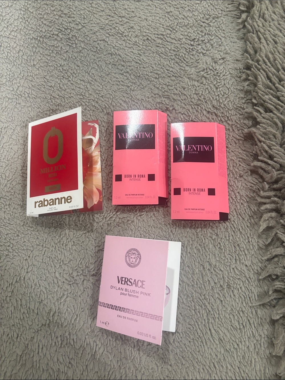 Valentino & Versace Fragrance & Rabanne Sample Lot - Pink Packaging